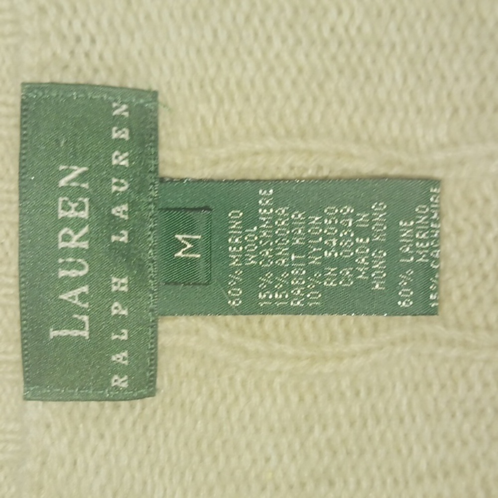 Ralph Lauren Cashmere Blend Beige Cable Knit Cardigan sz.M - Picture 4 of 5